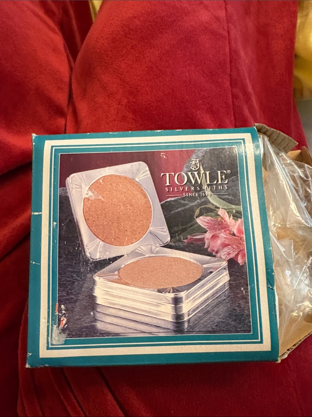 Towle Silver Plated Coasters with Teal Presentation Box Vintage 1995 New